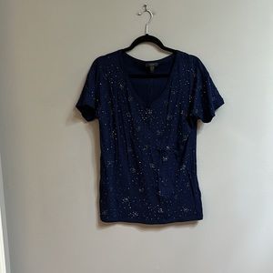 Navy t shirt with jewel embellishments